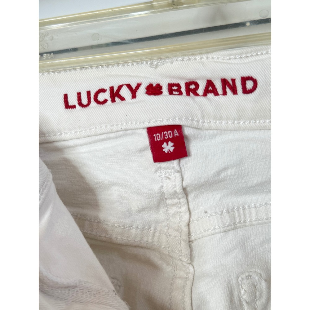 Lucky Brand Stevie High Rise Flare Jeans White Size 10 30 Patch Pockets - Picture 3 of 8
